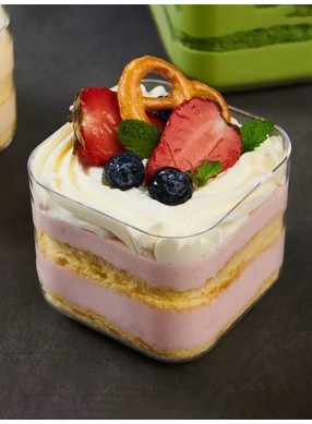 Square Dessert Cup with Lid