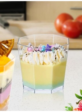 Hexagonal Dessert Cup with Lid