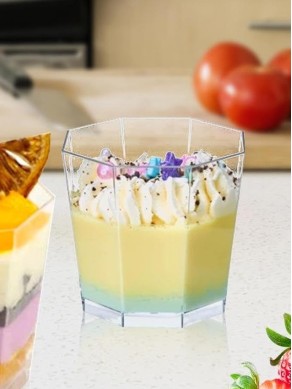Hexagonal Dessert Cup with Lid