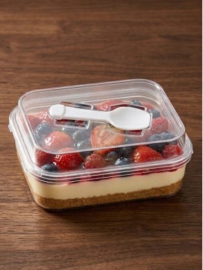Transparent Big Rectangle Dessert Cup with Spoon