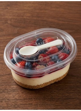 Transparent Small Oval Dessert Cup with Spoon