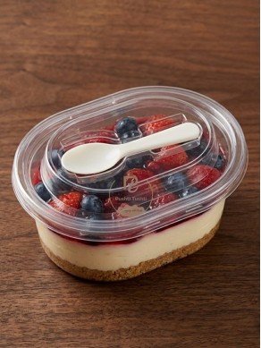 Transparent Small Oval Dessert Cup with Spoon