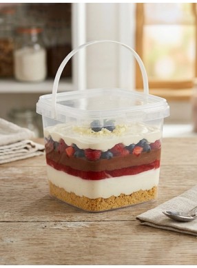 Square Dessert Cup With Spoon & Handle