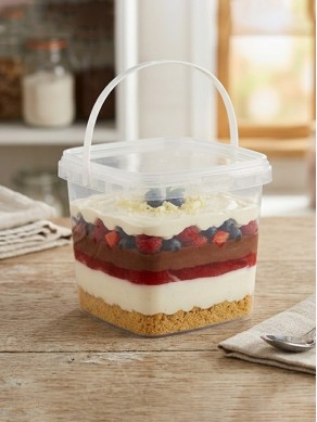 Square Dessert Cup With Spoon & Handle