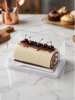 Swiss roll  box with fork
