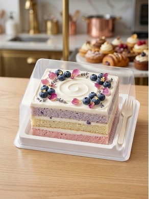 Rectangular Cake Box with Fork